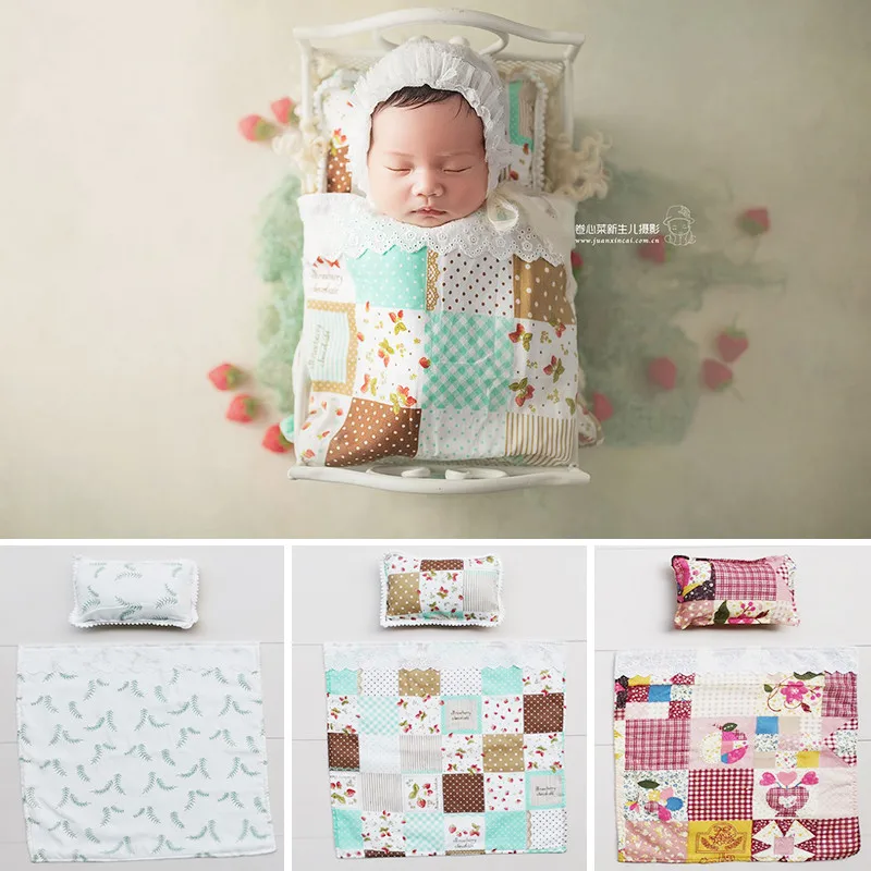 Baby Photography Props Pillow Quilt Set Newborn Photography Props Accesorios Fotografia Background Blankets Baby Photo Shoot Mat