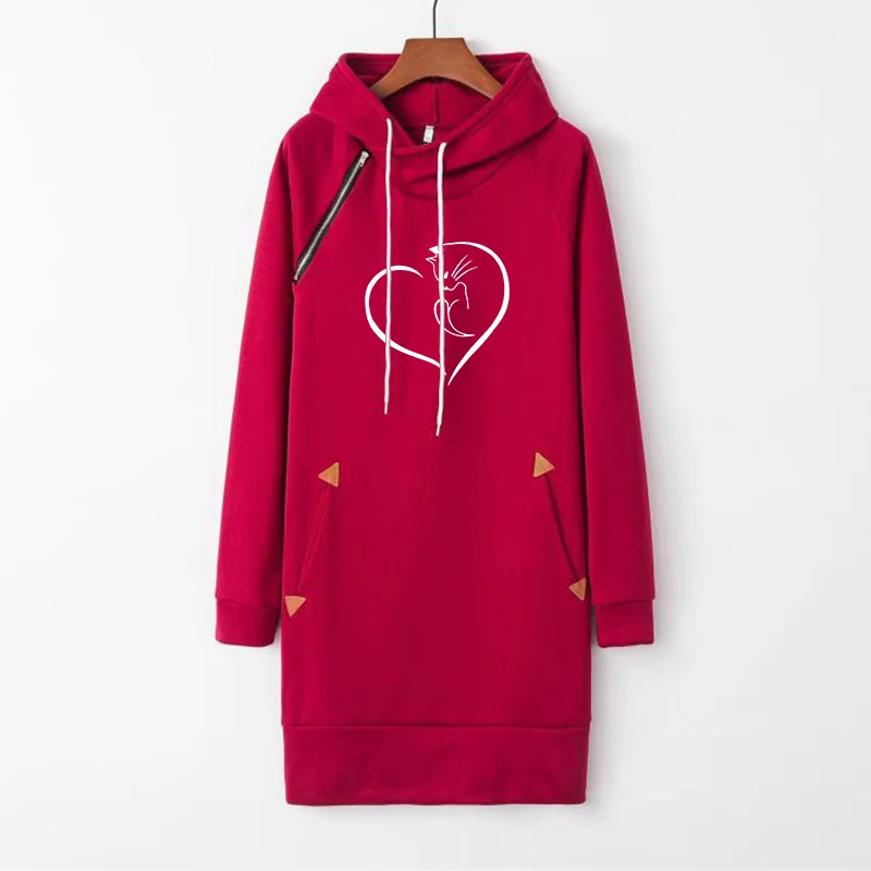 Women Sweatshirt Dress Hooded  Long Sleeve  Casual Hoodies Dress Drawstring Pullover Tops Streetwear Dropshipping