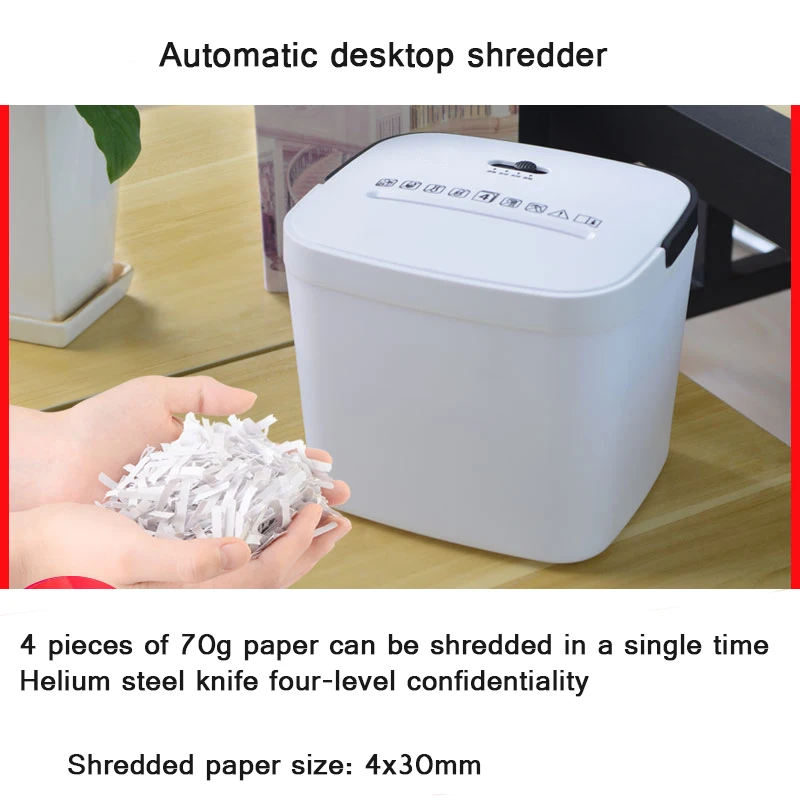 3.5L Mini Portable Document Shredder Particle Silent And Confidential Data Paper Electric Automatic Desktop Shredder