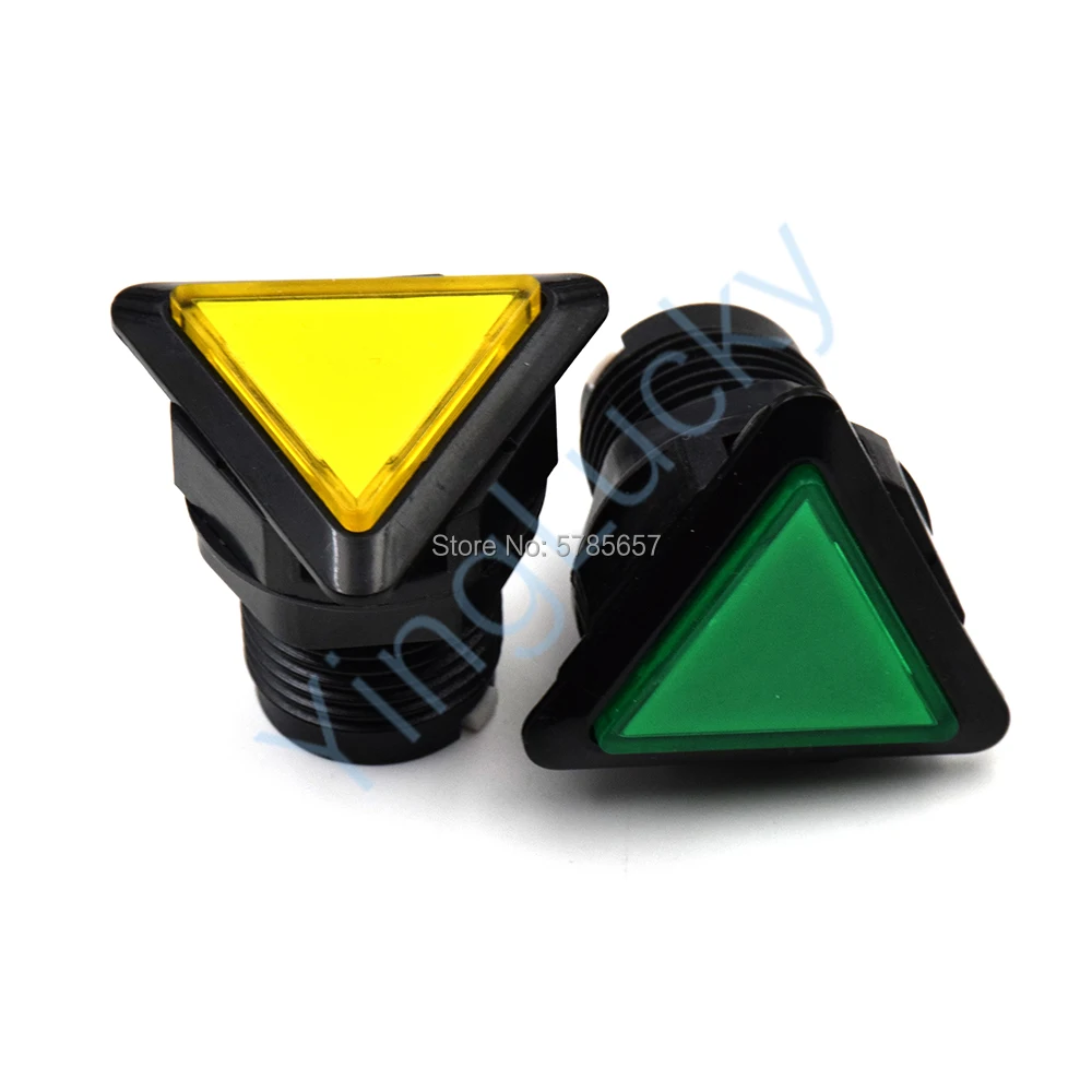 Botão Iluminado com Suporte e Micro Interruptor, LED Arcade Botões, Forma Triangular, 5 cores disponíveis, 1PC, 12V