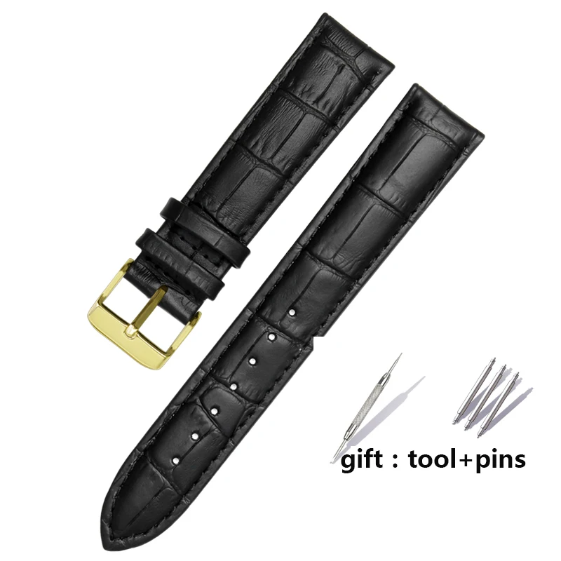 for Brand Genuine Leather Black Watchband Straps size 12mm 14mm 15mm 16mm 18mm 19mm 20mm 21mm 22mm 24mm Watch wristband Bracelet