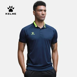 KELME Professional Men's Running Training Polo T-shirts Breathable Cotton Short Sleeve Shirts Sports Tee Tops3881022