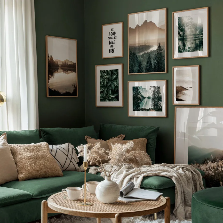 Doğa sis dağ orman göl bitki duvar sanatı tuval yağlıboya Nordic posterler ve baskı duvar resimleri için oturma odası ev dekor