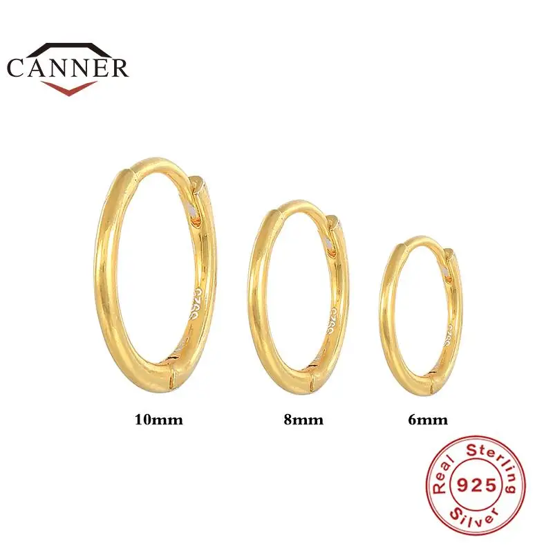 Cner 6MM 8MM 10MM 3 sztuk/zestaw błyszczący okrągły Huggie Piercing kolczyki 925 srebro chrząstka kobiety Hoop Earing Fine Jewelry