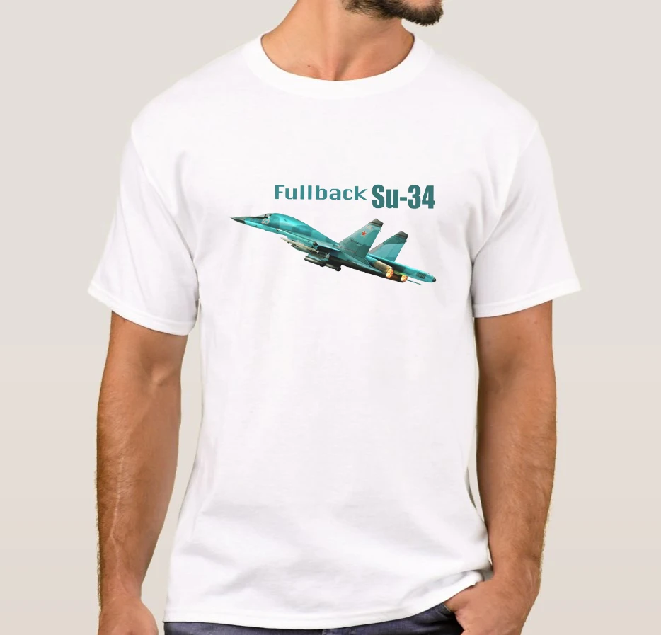 Soviet Union Russian Su-34 Fullback Fighter Bomber T-Shirt. Summer Cotton Short Sleeve O-Neck Mens T Shirt New S-3XL