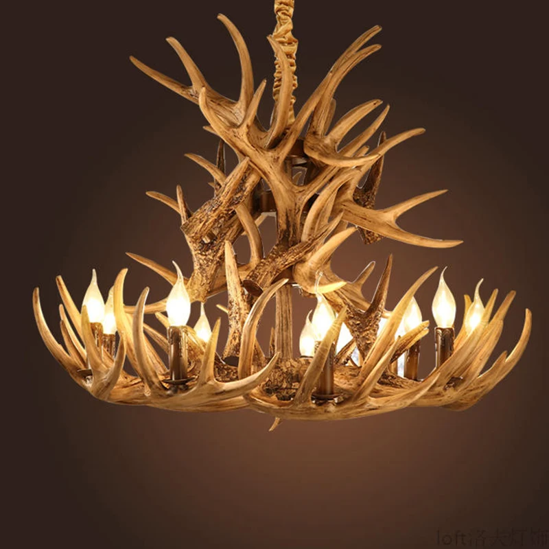 

Antler chandelier retro industrial wind lamps restaurant Internet cafe decoration chandelier European resin loft wind lamps