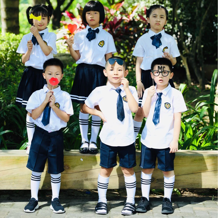 Asian Anime Style Kindergarten Kids Graduation Photo School Uniform Set Elementary School Unisex Stage Performance Costumes New