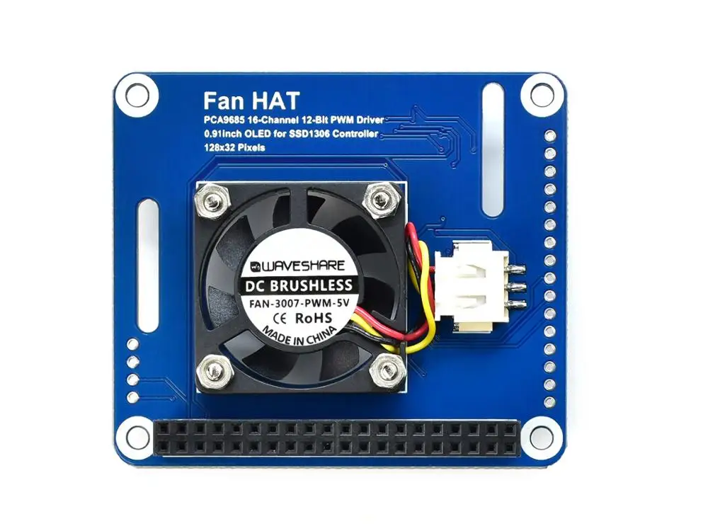 

Fan HAT,PWM Controlled Fan HAT For Raspberry Pi, I2C Bus, PCA9685 Driver, Temperature Monitor