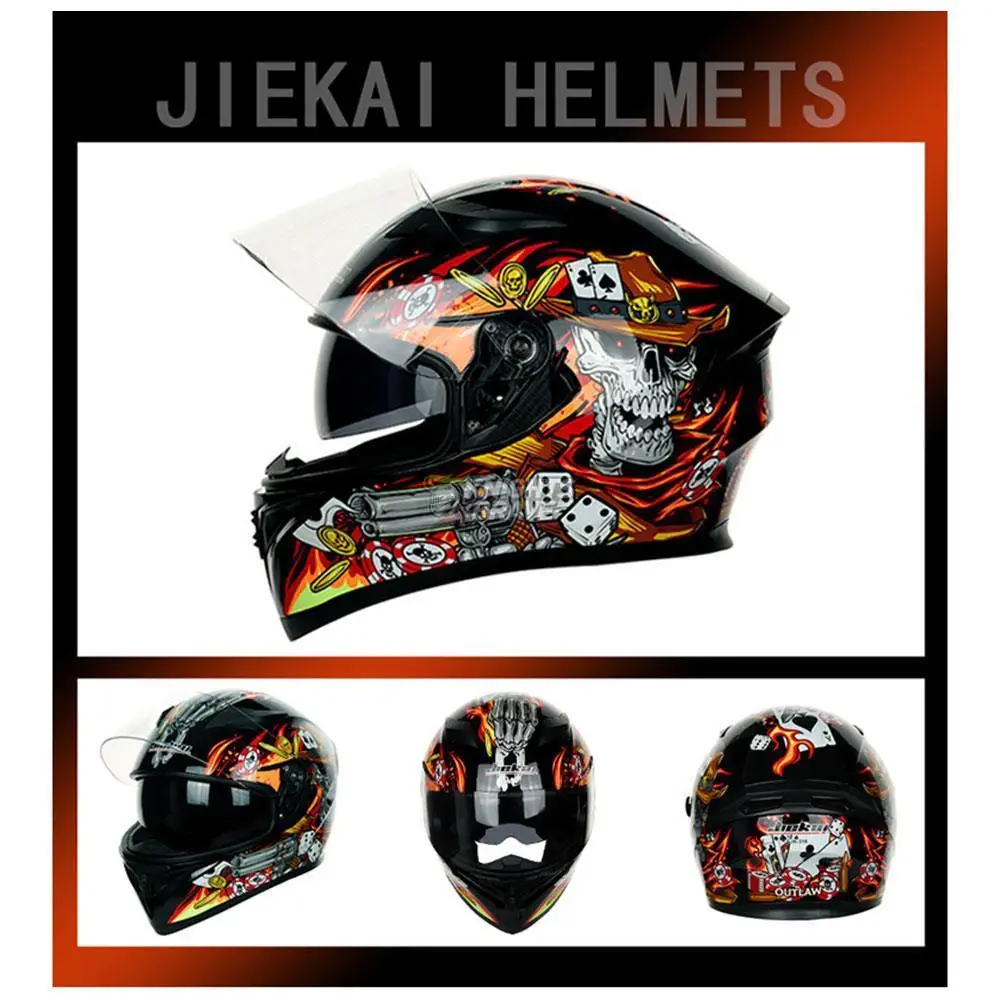 JIEKAI Casco Moto Capacete Da Motocicleta Capacete De Motocross Bluetooth Material Dupla Viseira Modular Capacete De Rosto Cheio