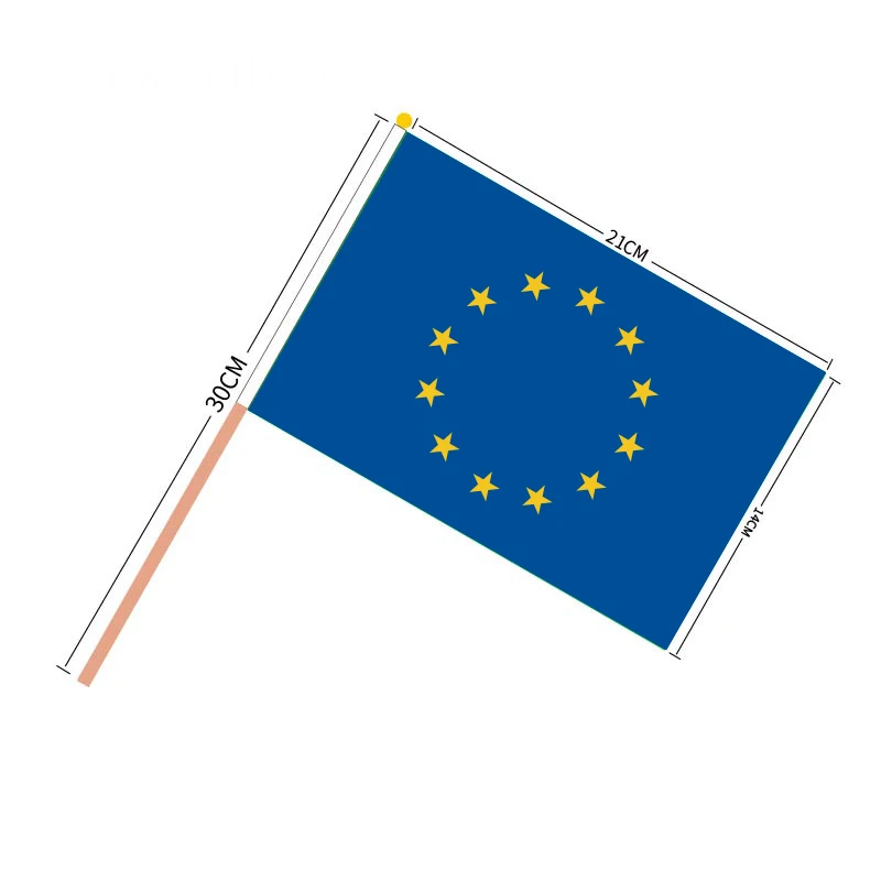 aerlxemrbrae Custom Hand Flag100pcs EU flag European Union    Hand Flag 14*21cm Polyester  Flying hand  Banner