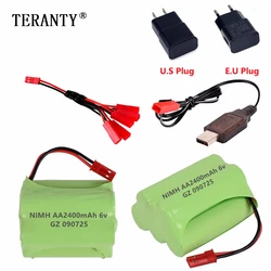 (JST Plug) NiMH 6v 2400mah Battery + USB Charger For Rc toys Cars Tanks Robots Boats Trucks Guns AA 6v Rechargeable Battery Pack