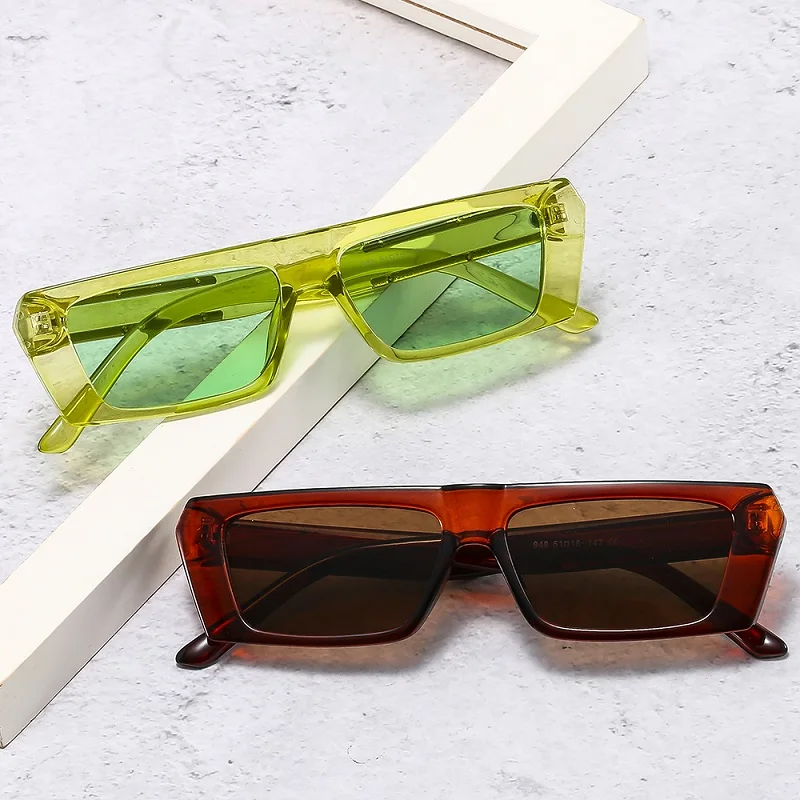 ZLY 2022 New Fashion Rectangle Sunglasses Women Men Vintage PC Color Lens Wire Drawing Texture Frame Brand Designer Sun Glasses