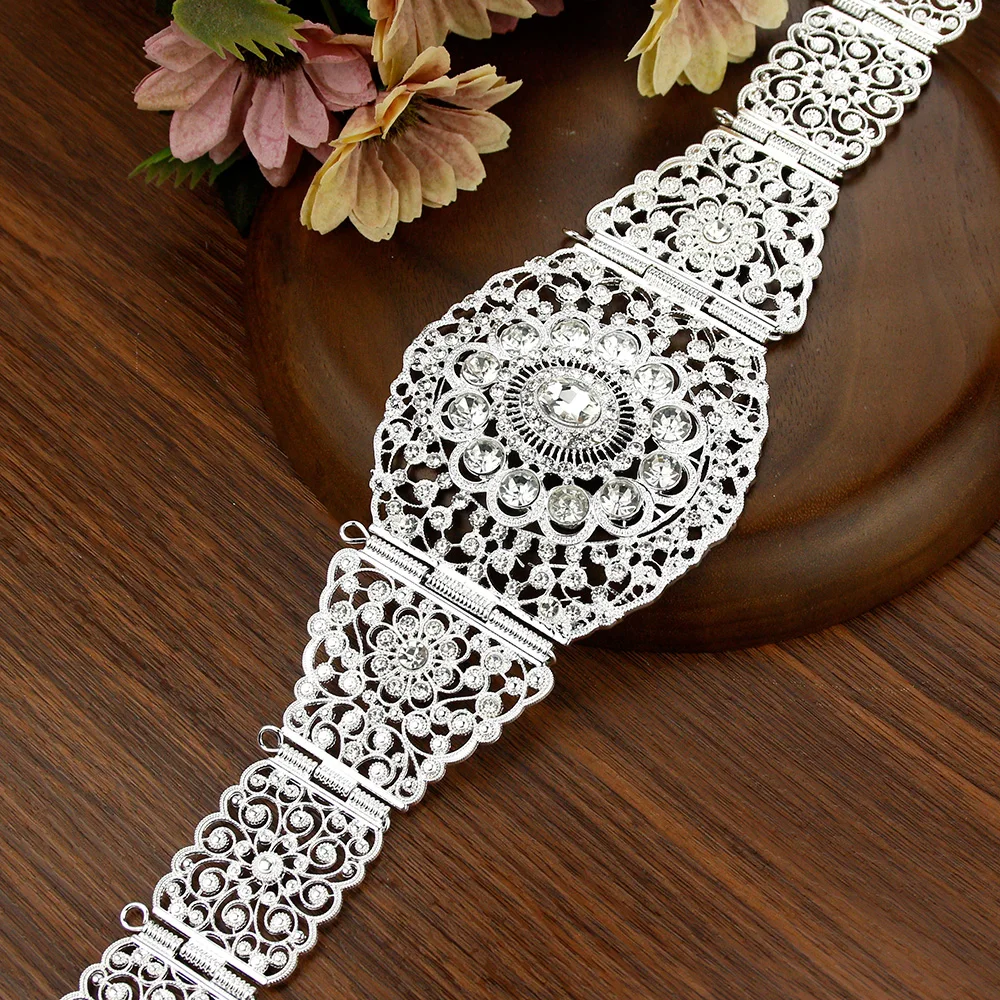 Sunspicems Red Green Crystal Algeria Morocco Belt for Women Gold Silver Color Arab Robe Caftan Blet Ethnic Wedding Dress Jewelry