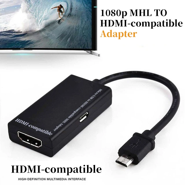 Micro-USB To HDMI-compatible Adapter For TV Monitor 1080P HD Audio Cable And HDMI-compatib Video Converter For HUAWEI HTC device