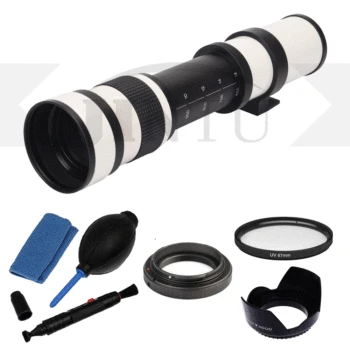 JINTU 420-800mm MF F/8.3 망원 줌 렌즈, 3 in 1 청소 키트, 67mm UV 렌즈 후드, 캐논 EOS EF 마운트 DSLR 카메라용