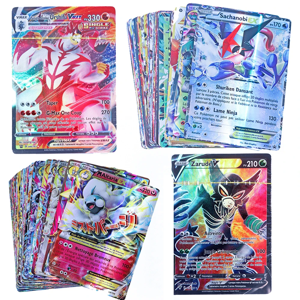 20PCS French Version Pokemon Cards V GX MEGA TAG TEAM EX Game Battle Card