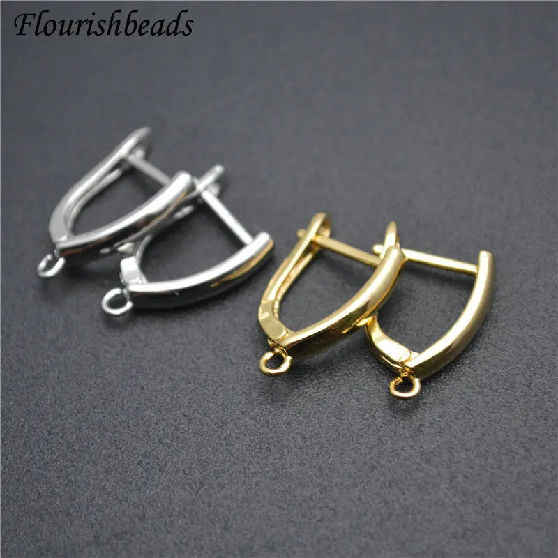 Real Gold Plating Anti-rust Metal Earring Hooks Women DIY Jewelry Making Components 50pcs