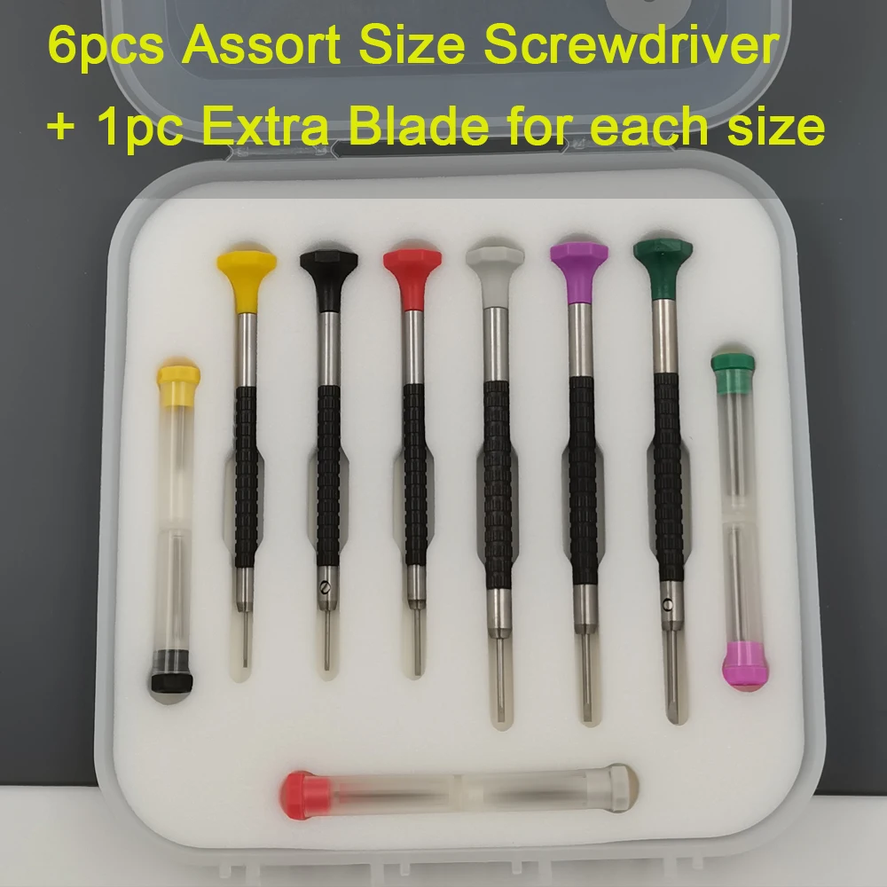 6 Pcs/Lot High-End Assort Watch Screwdriver Kit Utral Hard Watch Repairing Screw Driver Tools For Watchmakers With Extra Blade