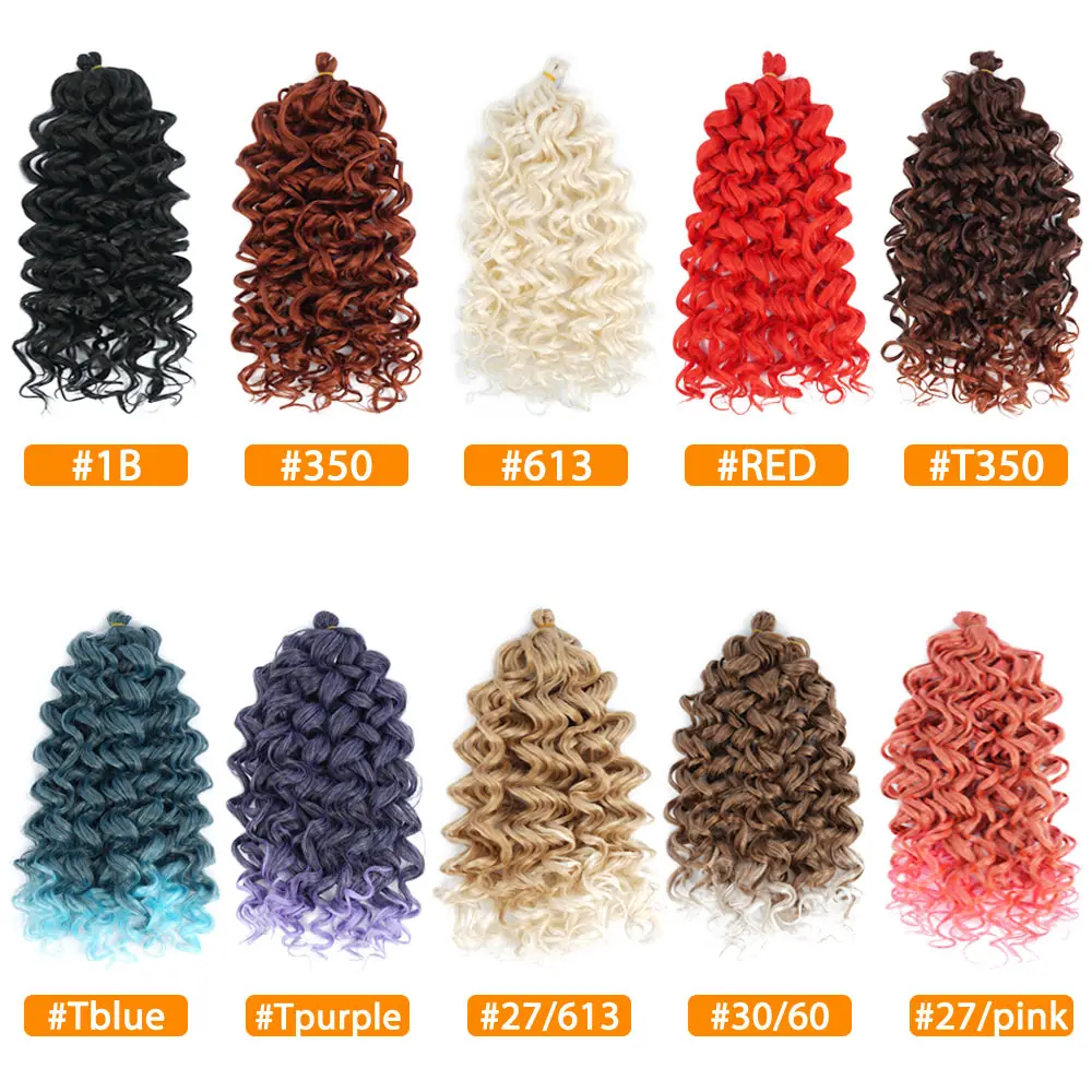 

Synthetic Hawaii Water Wave Crochet Twist Afro Kinky Curly Braids Hair Extensions For Women Black African 24Inch Curl Ocean Wave