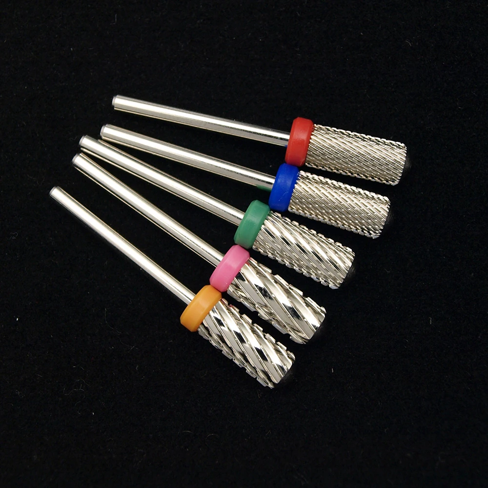 New Silver! Quality 5mm Small Round Top barrel Original Tungsten steel Carbide Manicure Nail drill bit File Accessories