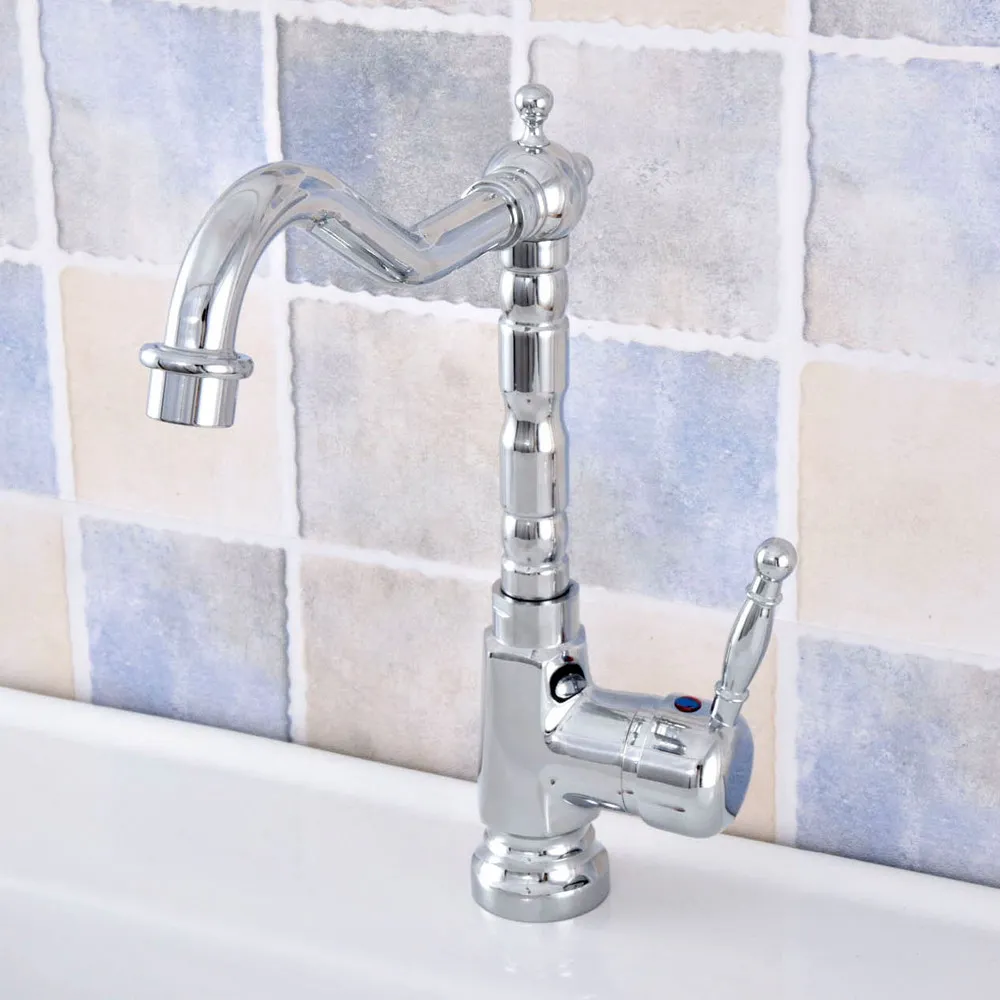 

Basin Faucets Polished Chrome Bathroom Sink Faucet Single Handle Hole Deck Mount Washbasin Hot And Cold Mixer Tap Nsf636