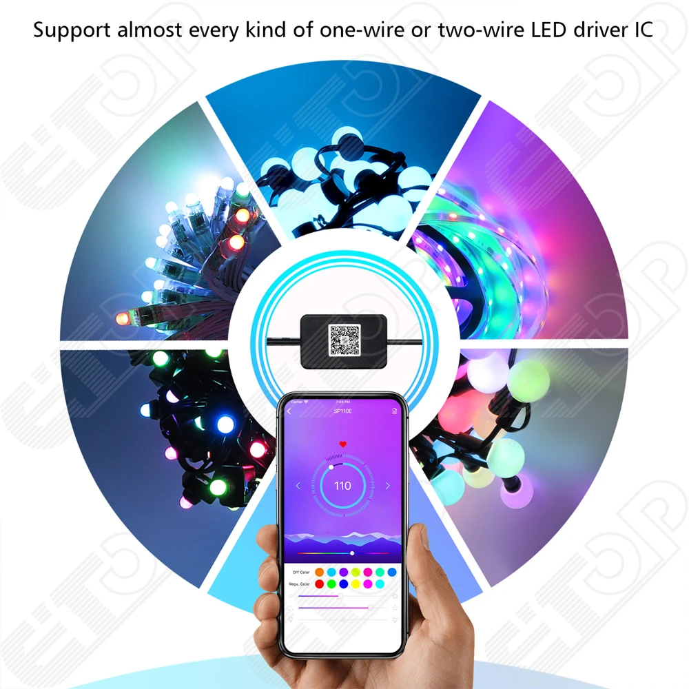وحدة تحكم APP SP110e مقاومة للماء RGB تحكم بلوتوث بالألوان الكاملة مع موصل XConnect/Raywu