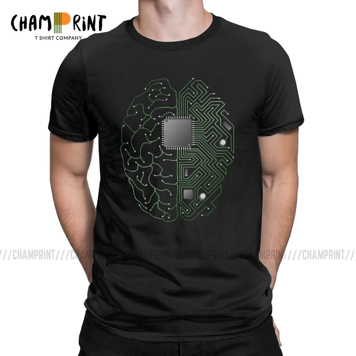 Men T-Shirts The Brain Electronic Circuit Board Novelty Tees Computer Chip Engineers Developer Geek T Shirts Original Clothing