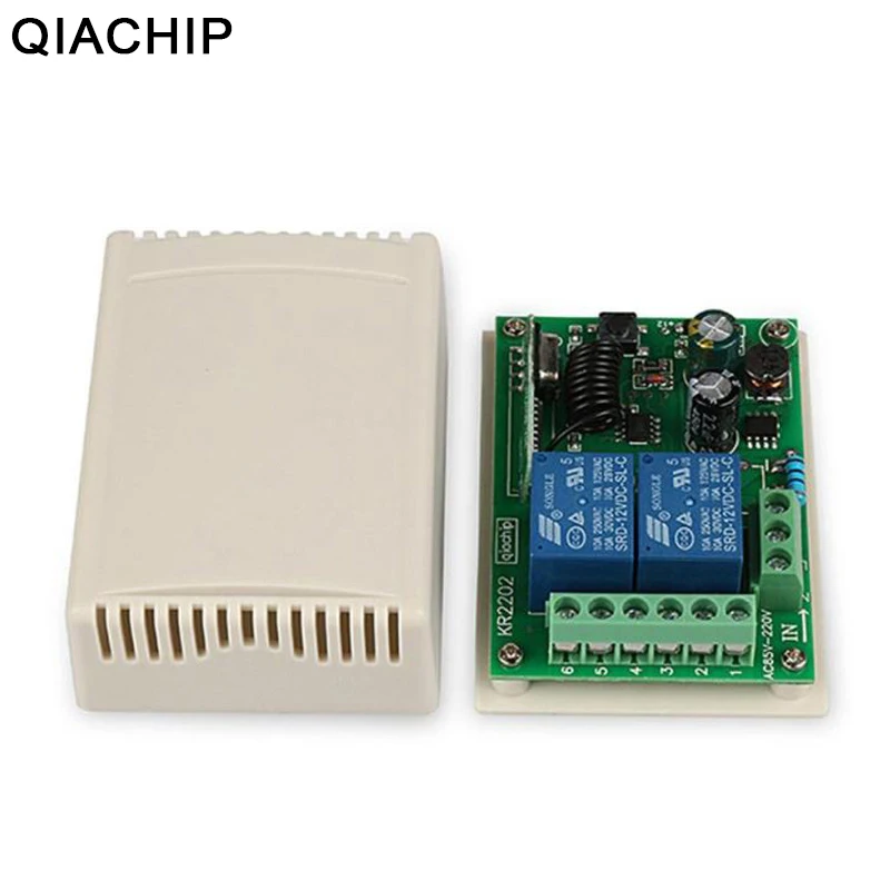 QIACHIP 433Mhz AC 250V 110V 220V 2CH RF Relay Receiver Module Universal Wireless Remote Control Switch For 433Mhz Remote Control