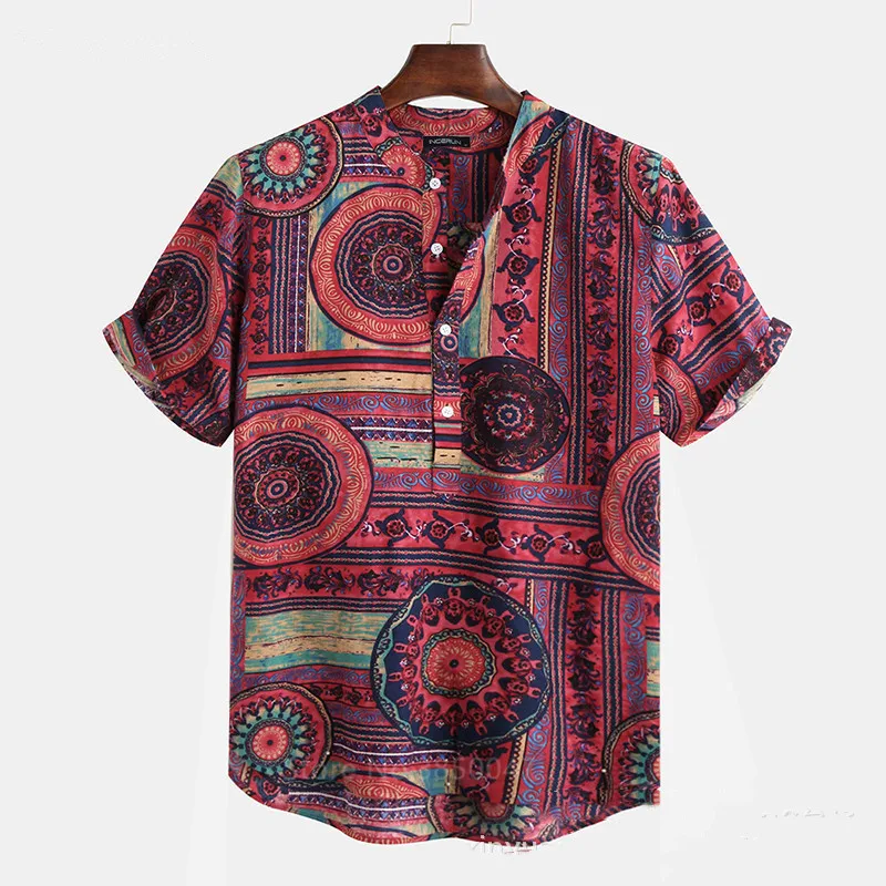 African Clothes 2022 News Men Dashiki Print Summer Shirts Bazin Riche Fashion Tribal Male Hip Hop Ethnic Short Sleeve Clothing