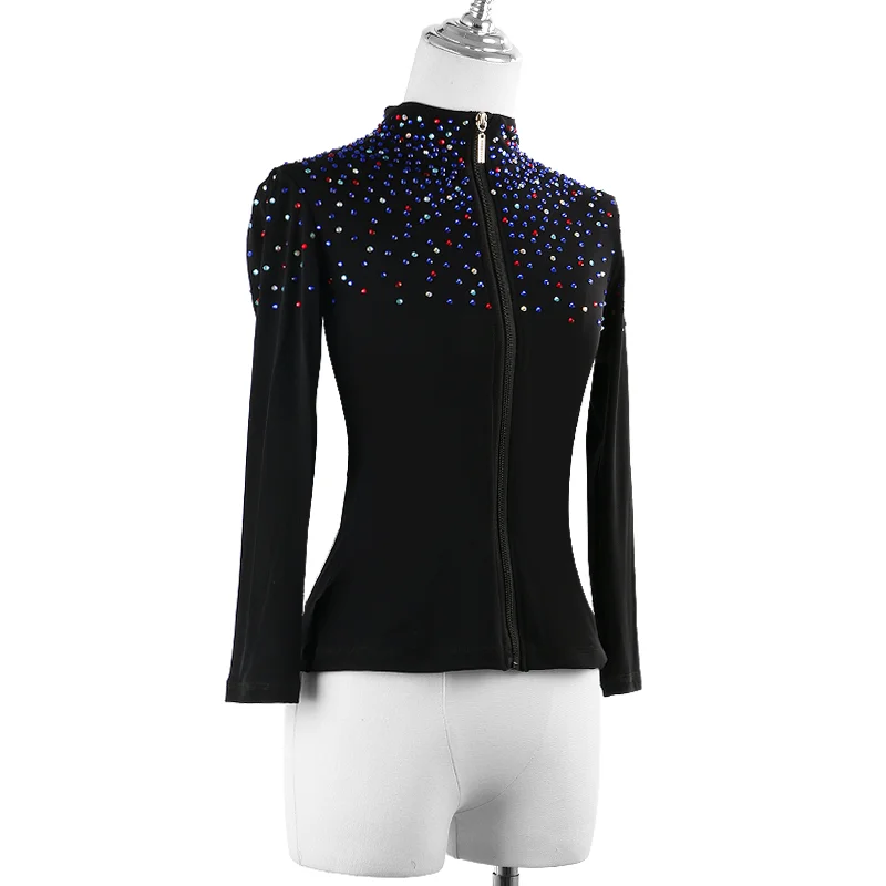 Custom Figure Skating Jackets For Girls Children High Quality Crystals Women Skiing Ice Skating Dress Training Clothes