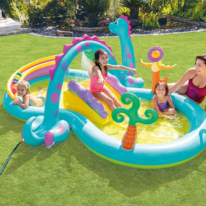 Children Yard Garden Lawn Large Inflatable Spray Water Splash Play Pool with Slide