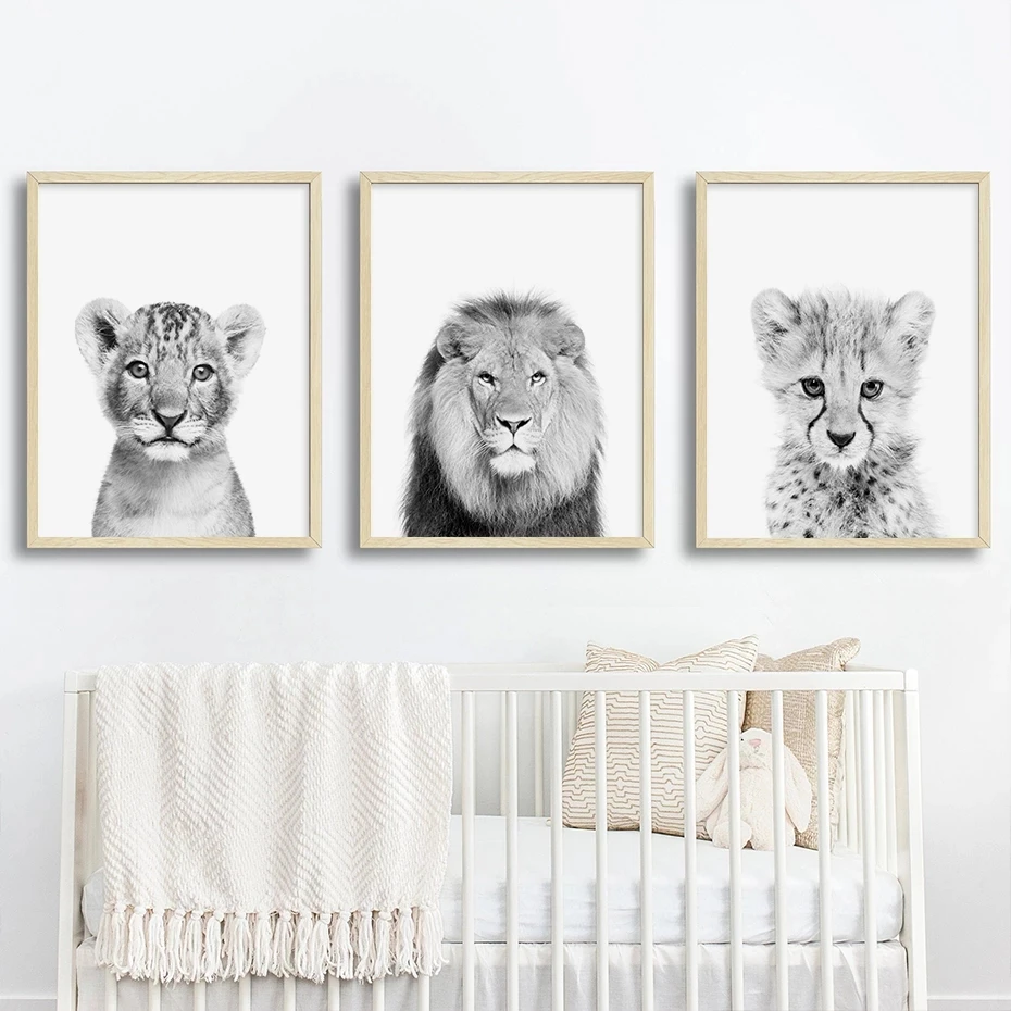 Posters and Prints Black and White African Animals Canvas Paintings Wall Art Pictures for Children Room Home Decorative No Frame