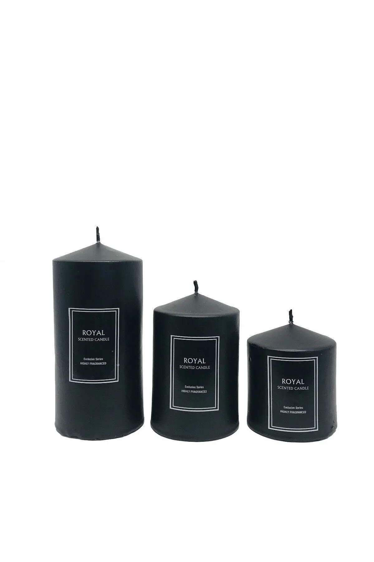 Super Set Black Cylinder Candle With Powder Scented 6 Diameter Sizes 6 9 12 Cm romantic fragrant lighting