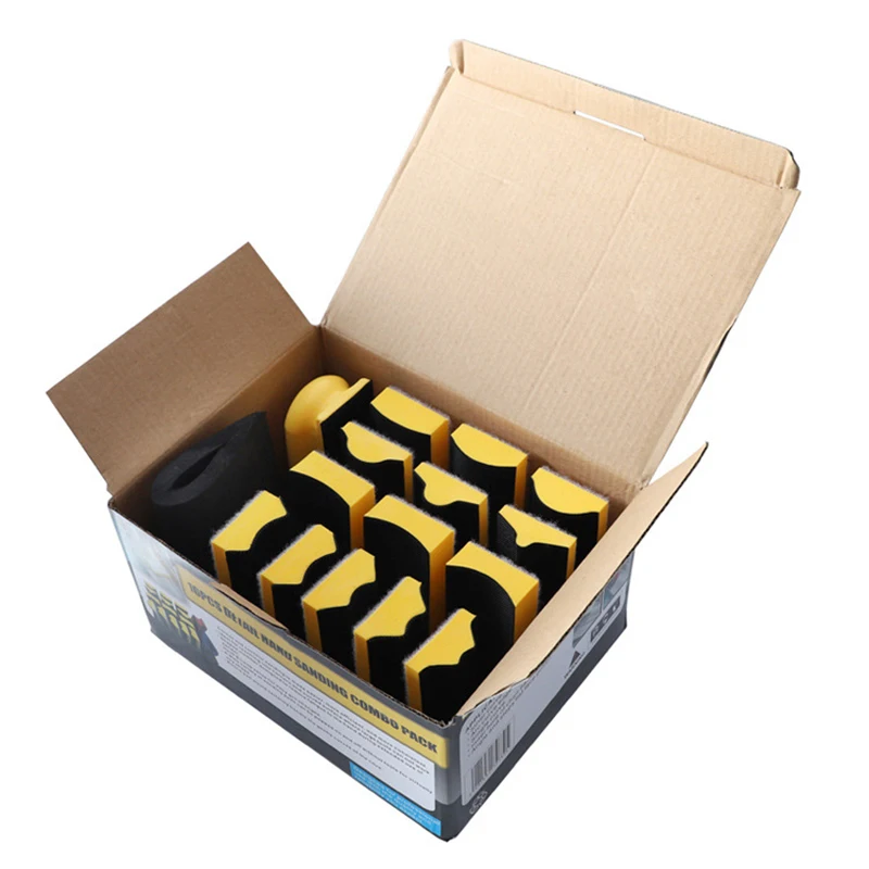 

Grinding Polishing Blocks 16pcs Kits Groove Shaped Grinding Chassis Self-Adhesive Flocking Sandpaper Sticky Disc