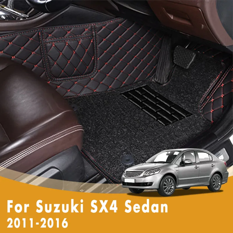 

RHD Custom Car Floor Mats For Suzuki SX4 Sedan 2016 2015 2014 2013 2012 2011 Double Layer Wire Loop Car Accessories Carpet Cover