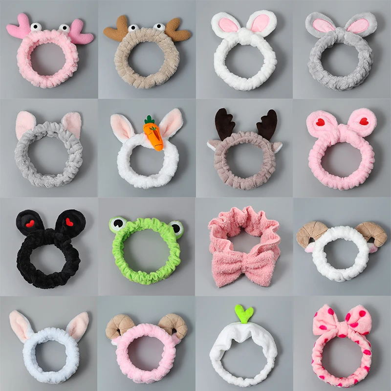 Women and Girls Hair Bands Makeup Mask elastic force Bow Hair Band Rabbit Ears Small Animal Cartoon Headdress Hair Accessories