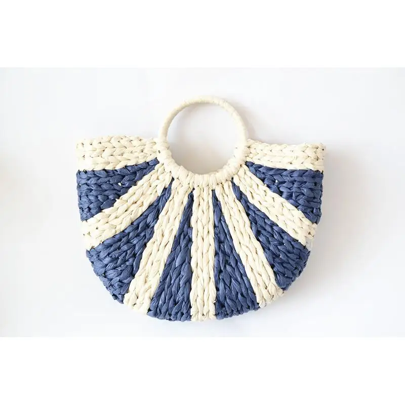 

40x29CM New Round Bucket Bag Paper Embryo Color Matching Bag Straw Bag Female Summer Handbag a6220