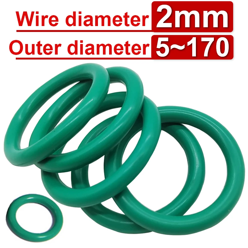 5PCS Fluororubber O-Ring FKM Sealing CS Wire diameter 2mm OD 5mm-170mm O-Ring Seal Gasket Ringcorrosion resistant sealing