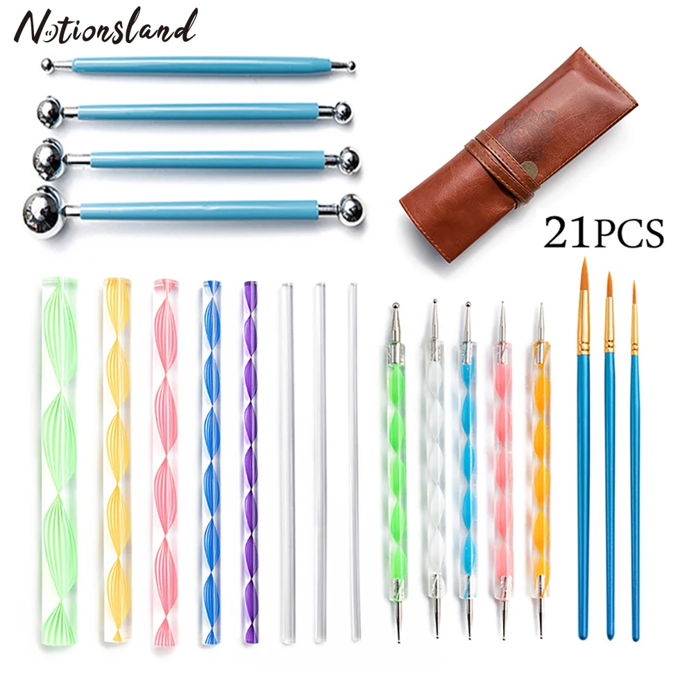 

21Pcs Mandala Rock Painting Pen Dot Dotting Tools for Mandala Rock Painting Polymer Clay Ceramic Pottery Embossing Drafting