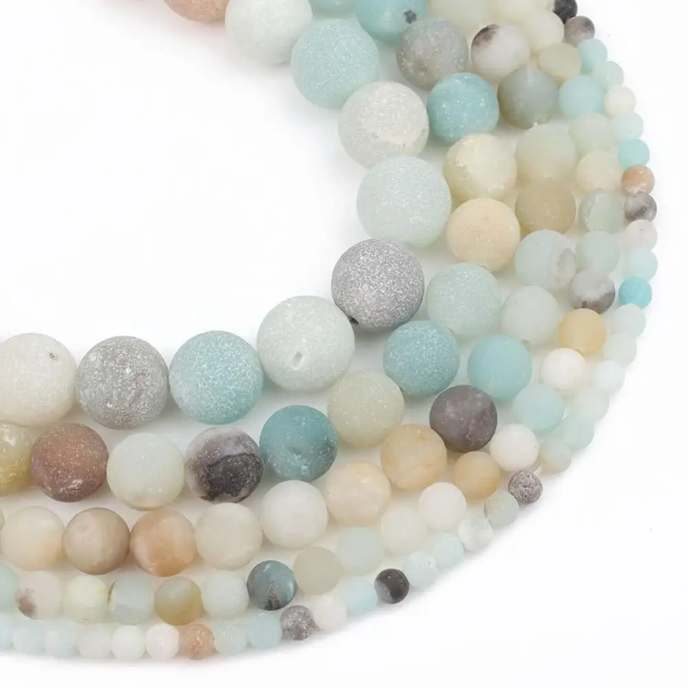 Natural Stone Matte Amazonite Round Beads for Jewelry Making 4/6/8/10/12mm Perles Loose Spacer Beads Diy Bracelet Necklace