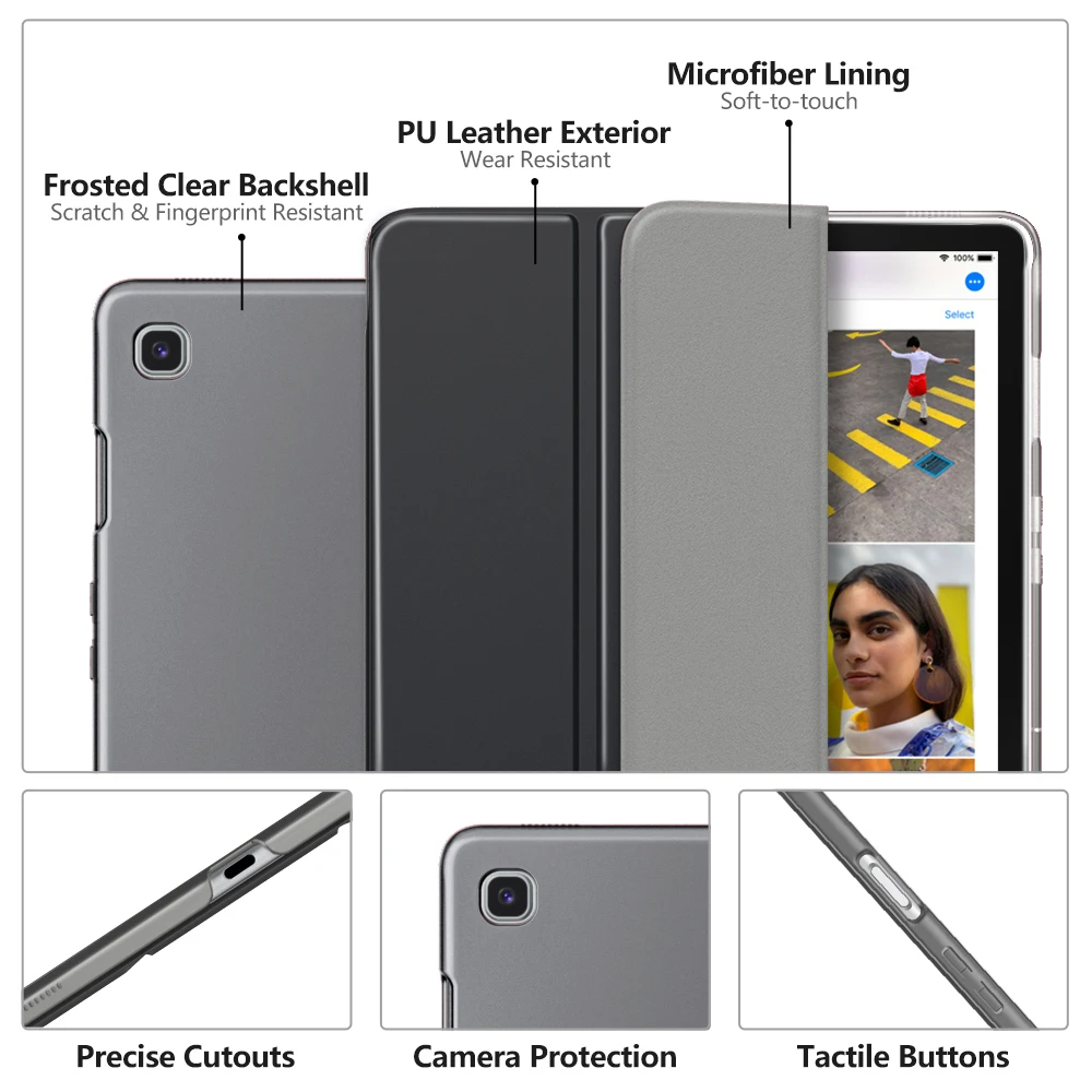 Case For Samsung Galaxy Tab S5e 2019, Ultra Thin Slim Shell Trifold Stand Cover with Frosted Back with Auto Wake & Sleep