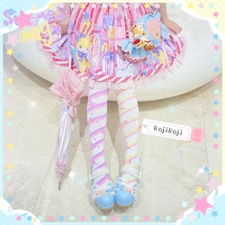 Little Candy Lolita śliczne podkolanówki damskie harajuku stripe Lolita japońskie do wyszczuplania nóg grube czesana bawełna skarpetki