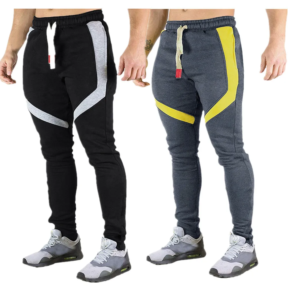 

New Autumn Winter Contrast Color Men Pencil Pants Casual Fitness Bodybuilding Jogger Sweatpants Male Running Workout Trousers