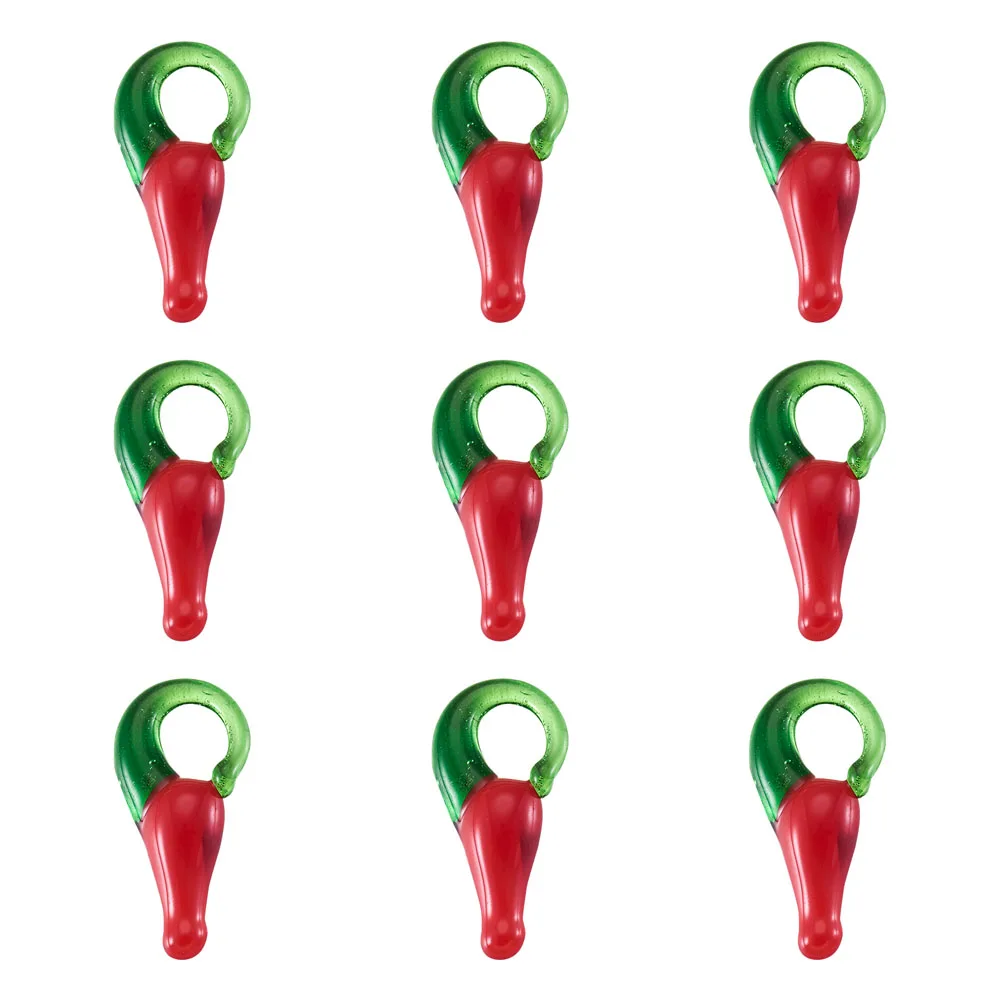 50pcs Red Hot Pepper Charms Lampwork Glass Vegetable Pendant For DIY Jewelry Earrings Necklace Making Accessories