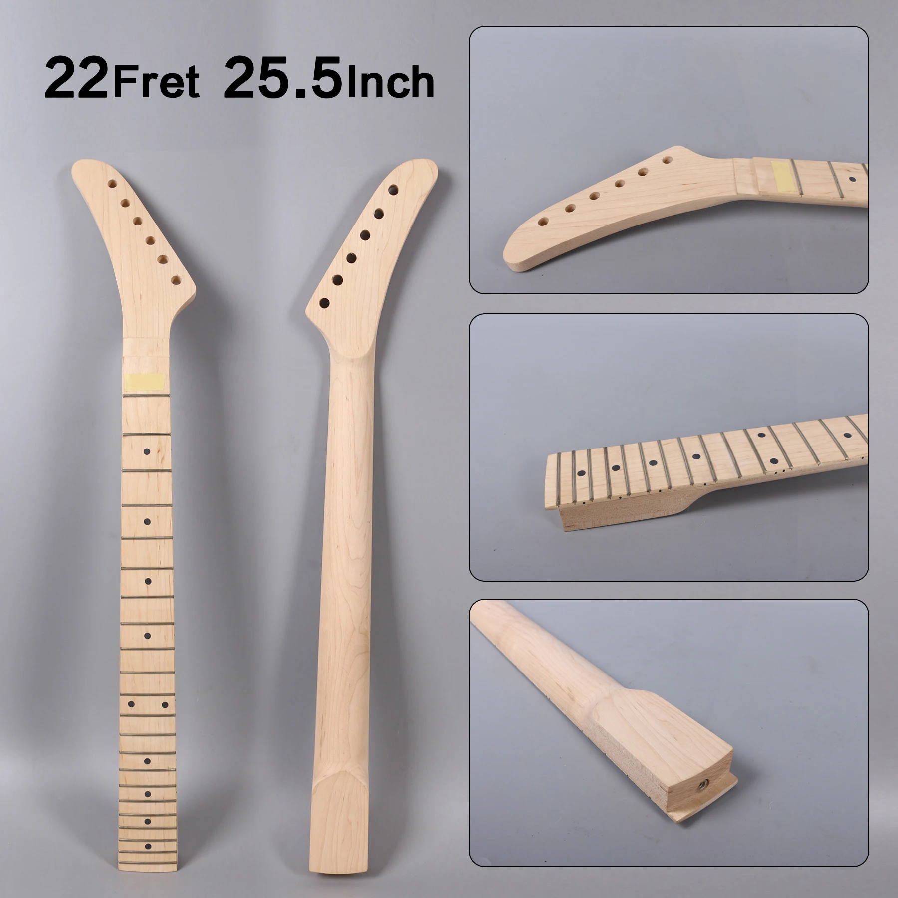 

Yinfente Banana Guitar Neck 22 fret Maple Wood Left hand Locking Nut Unfinished X-8