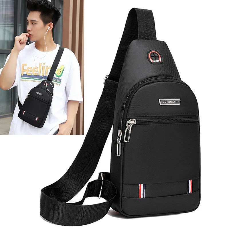 Men Anti Theft Chest Bag Male Earphone Bag Chest Pack School Summer Crossbody Bags