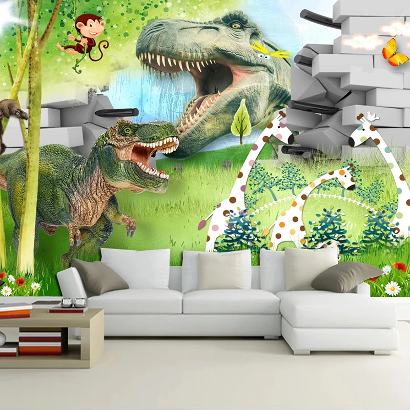 Papier peint intissé 3D motif dinosaure, papier peint Mural personnalisé, pour chambre d'enfant, salon