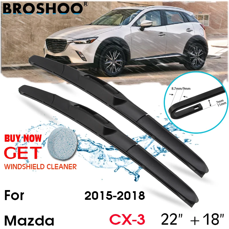 

Car Wiper Blade Front Window Windscreen Windshield Wipers Blades J hook Auto Accessories For Mazda CX-3 22"+18" 2015-2018