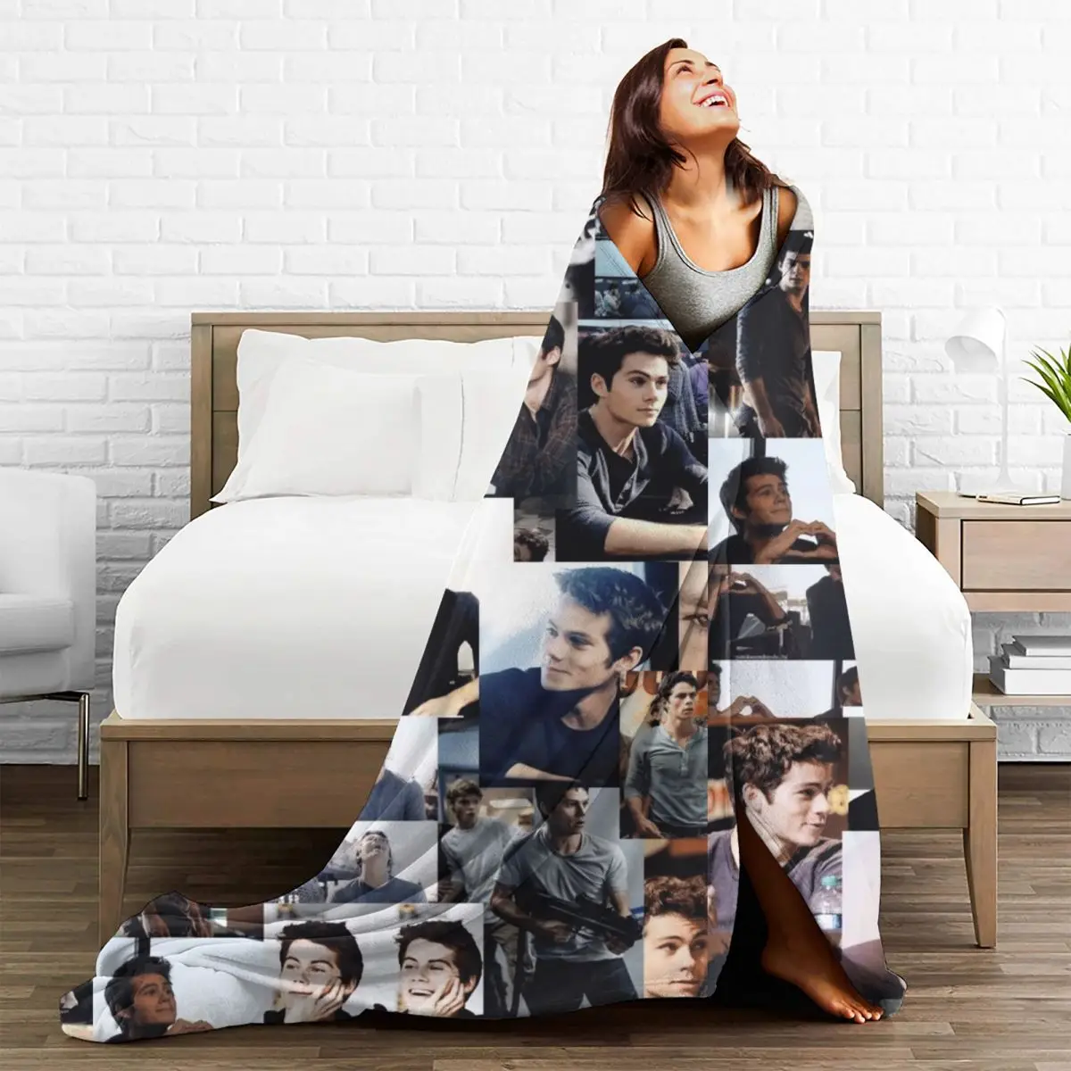 Dylan O\'Brien Teen Wolf Wool Blanket Stiles Vintage Throw Blanket for Home 150*125cm Quilt