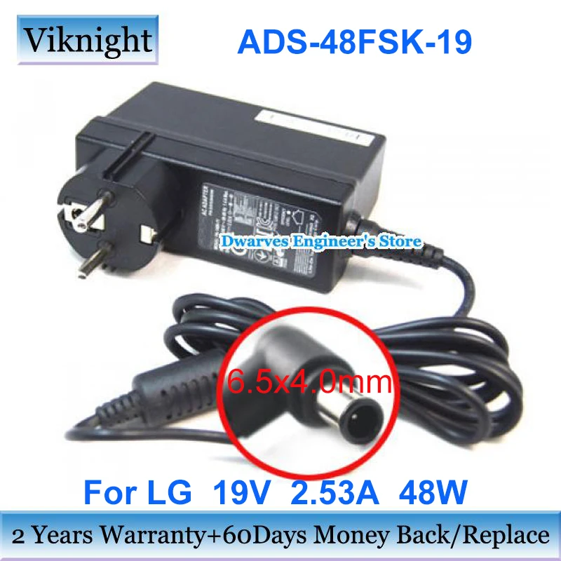 EU Plug ADS-48FSK-19 19V 2.53A AC Adapter DA-48F19 For LG 22MP47D 22MP55HQ 23M45VQ 23MP48D E2242T 22MP48HQ E2351T M2732D 29UM65